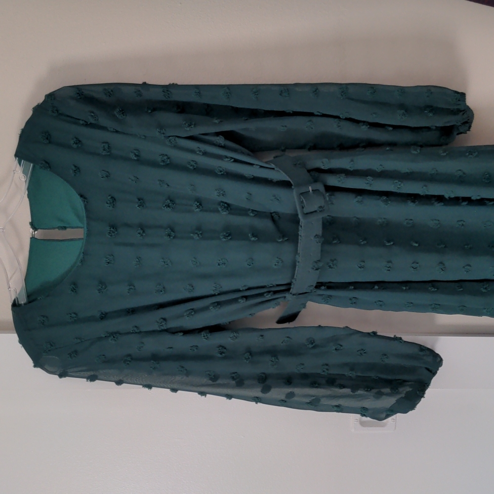 Elegant Long Sleeve Green Dress